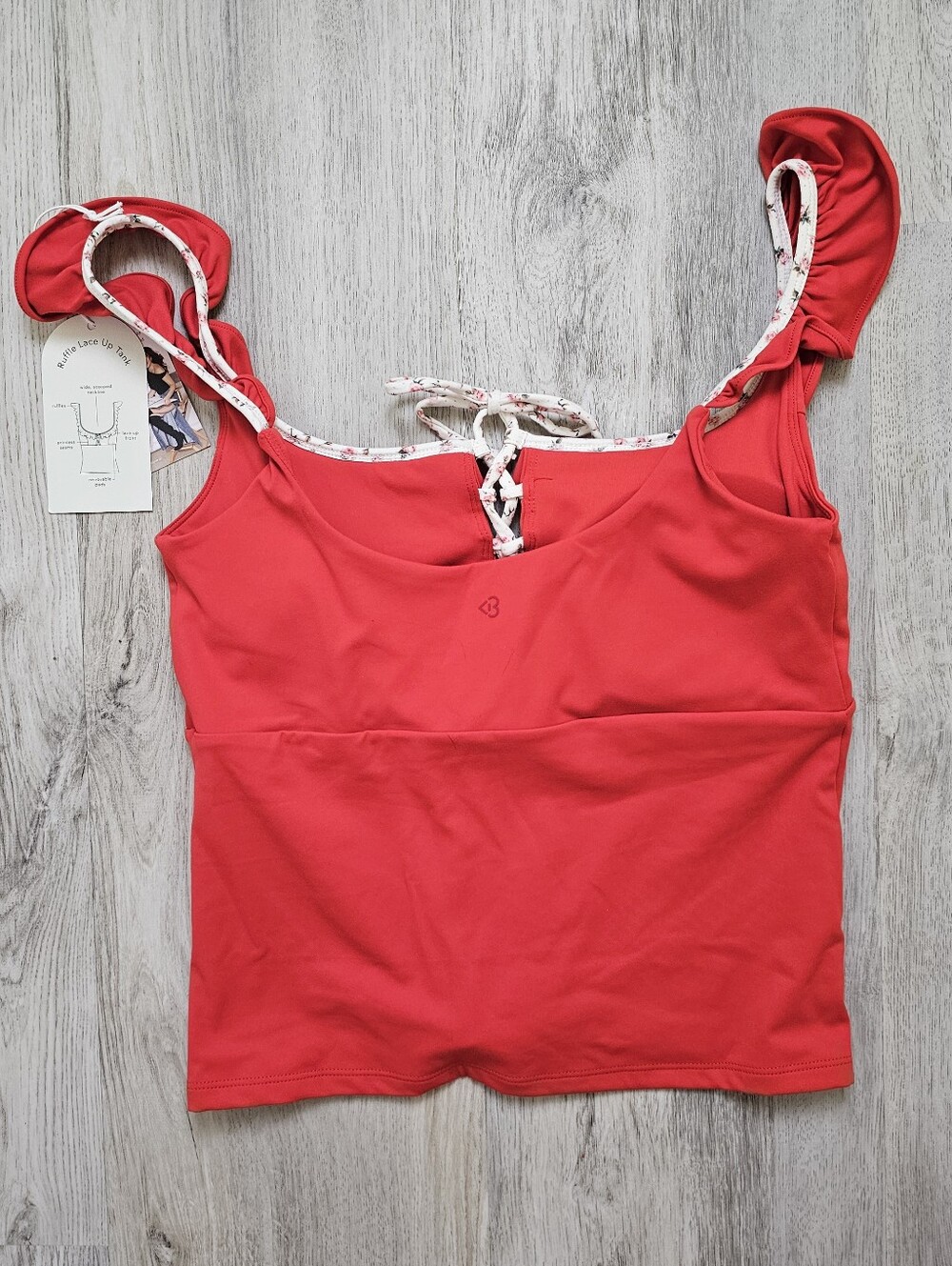 New Blogilates Ruffle Lace Up Athletic Tank Top - Picture 2 of 4